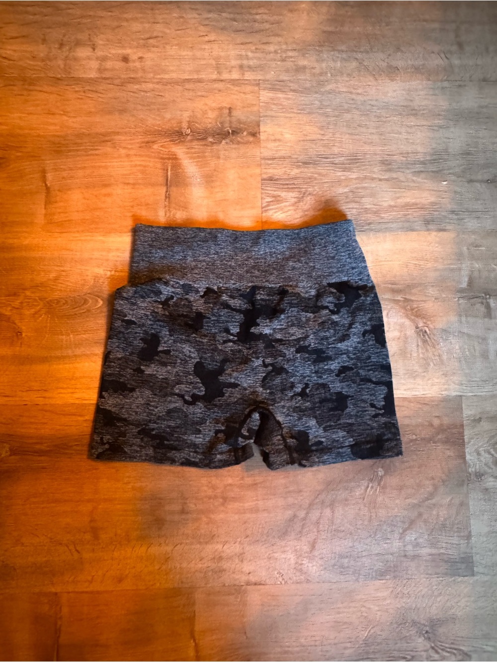 Gray Camo Stretch Knit Shorts
